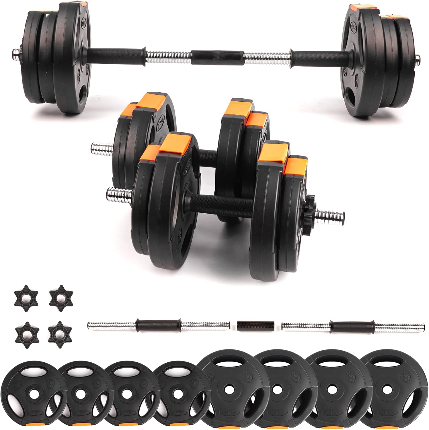 Phoenix Fitness Dumbbells Weight Set - Adjustable 2-in-1 Barbell Set for Exercise, Muscle and Strength Training